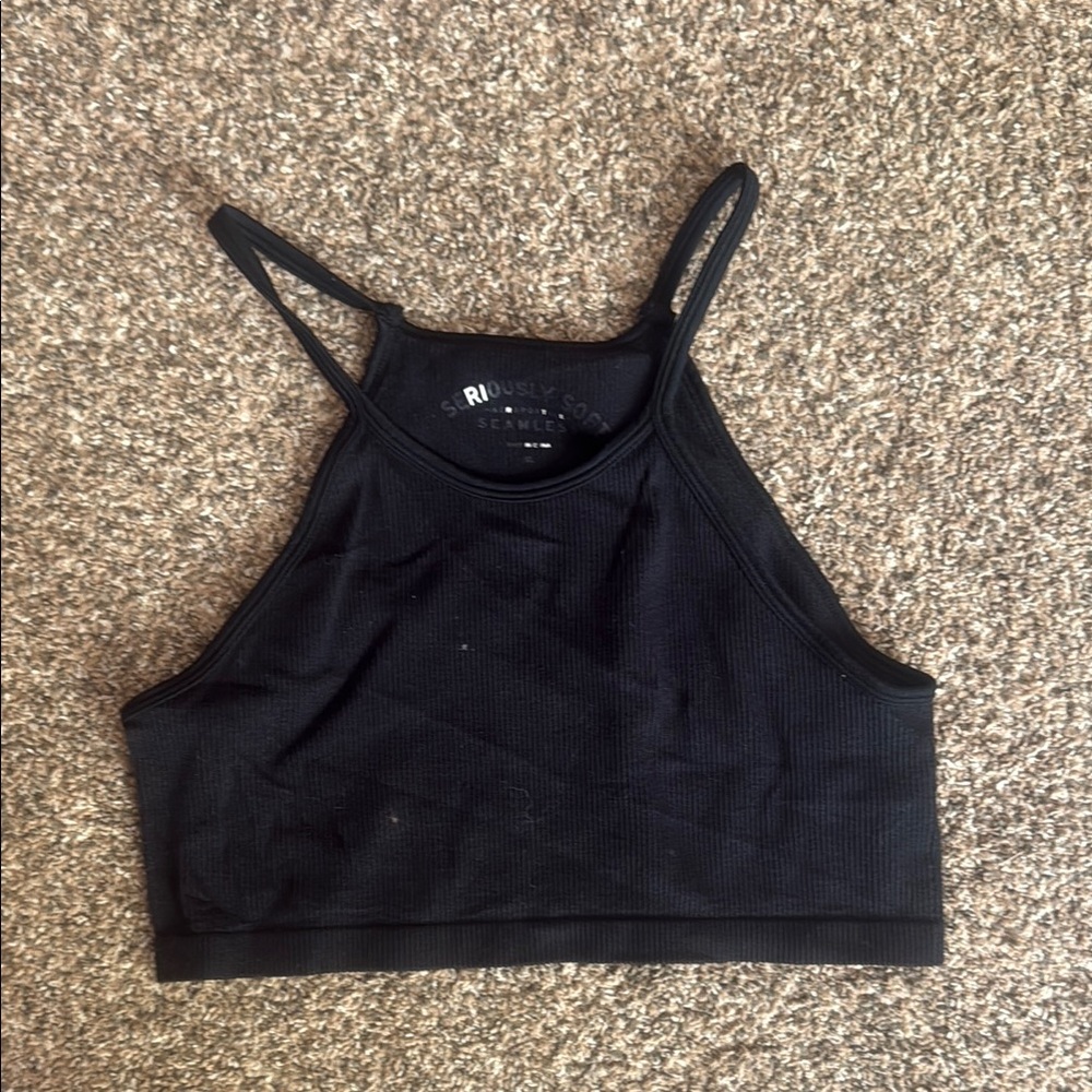 Aeropostale Black Seamless Ribbed Tank